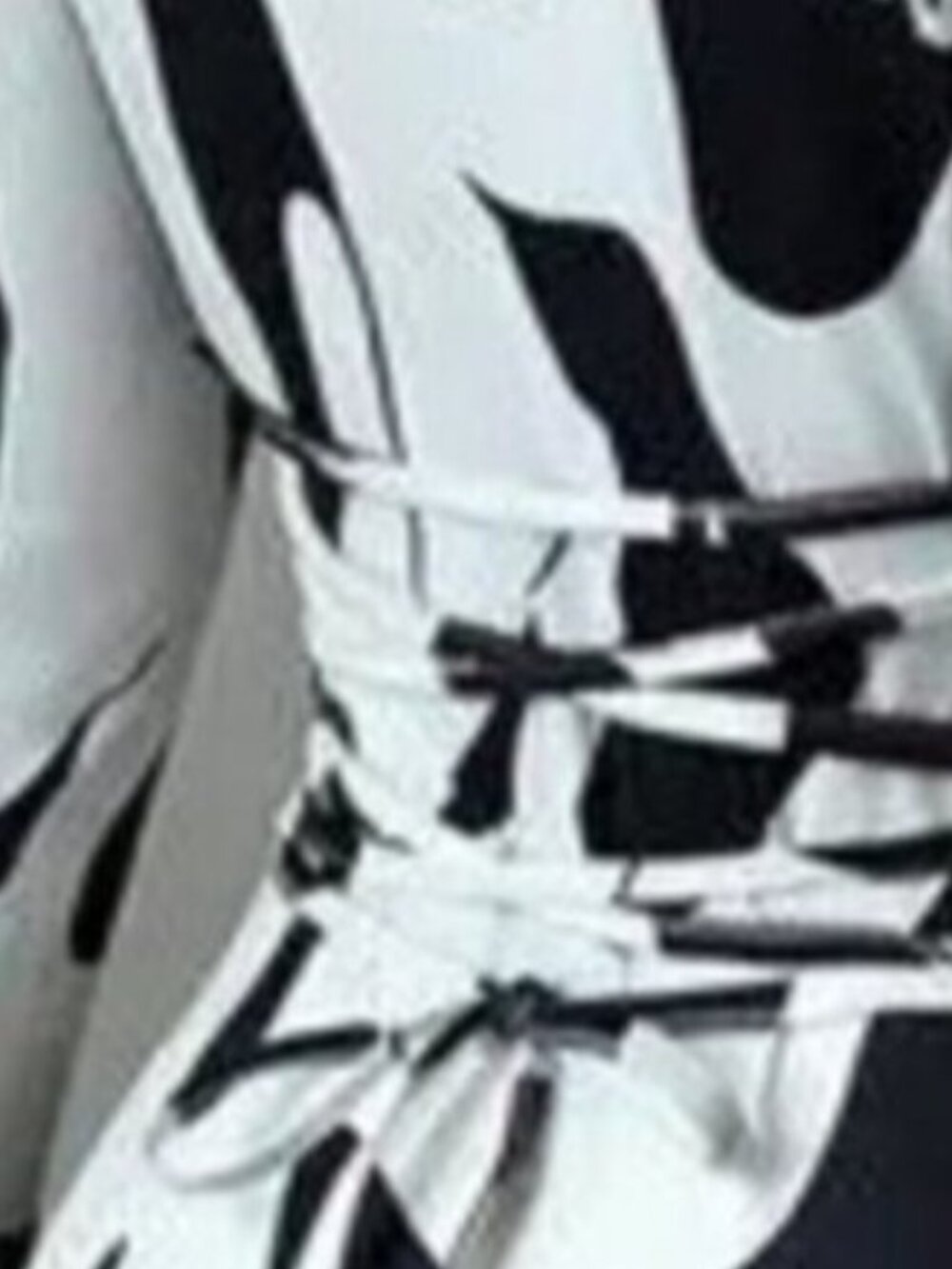 Abstract Print Long Sleeve Maxi Dress